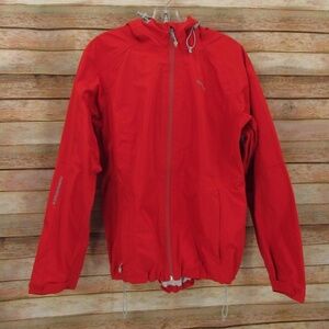 AnSAI Red Zipper Front Hooded Rain Jacket Kid's 12-14